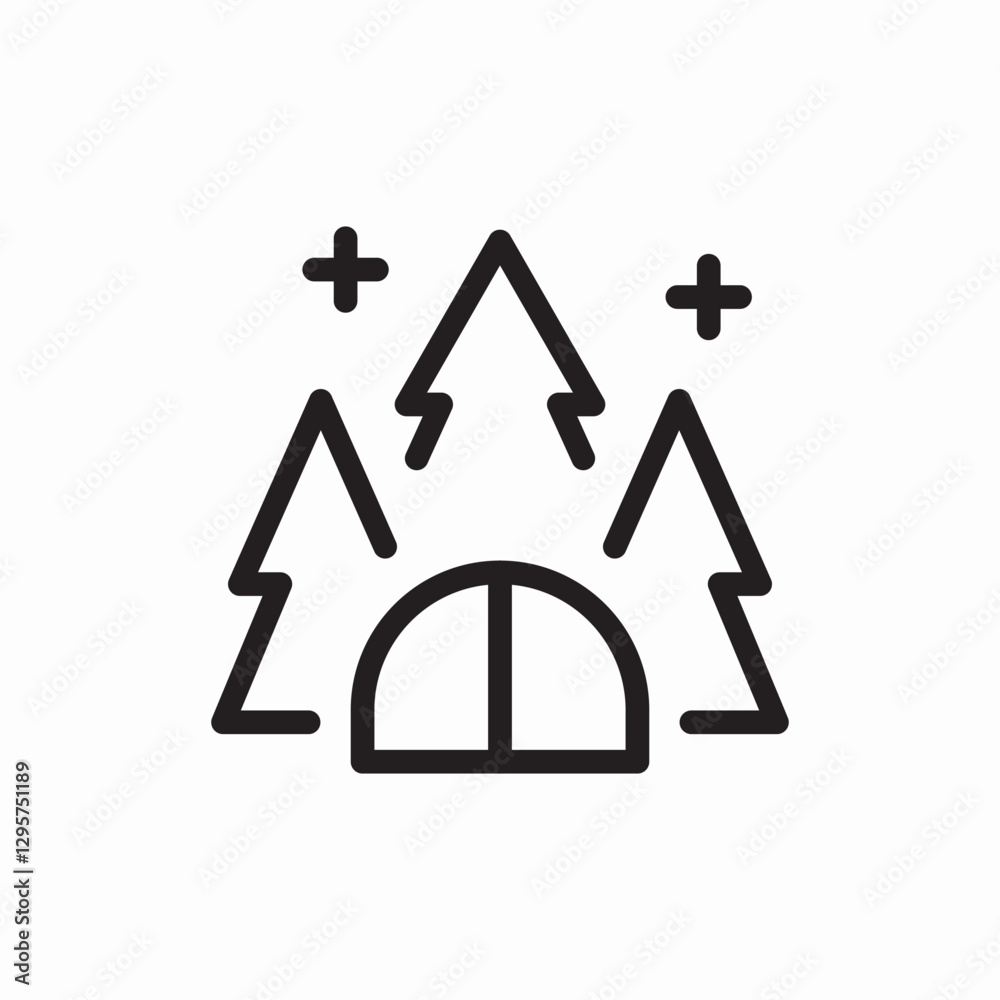 Forest pine trees icon vector sign Forest pine trees icon vector sign