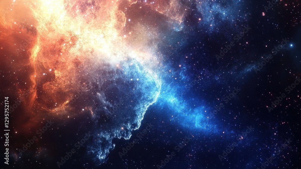 Fototapeta premium Stunning Cosmic Nebula in Vivid Colors with Stars and Galaxies