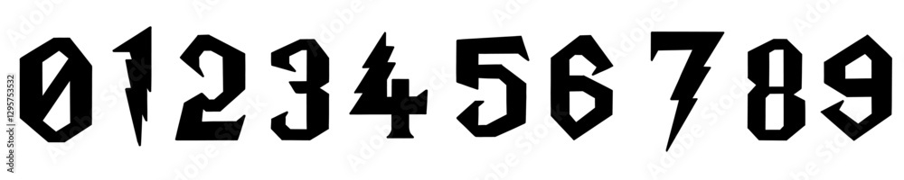 Fototapeta premium Scribble black mathematical digits from 0 to 9 font collection set. Vector illustration in hand drawn doodle style isolated on white background. For birthday, learning, card, logo, sales, decorating.