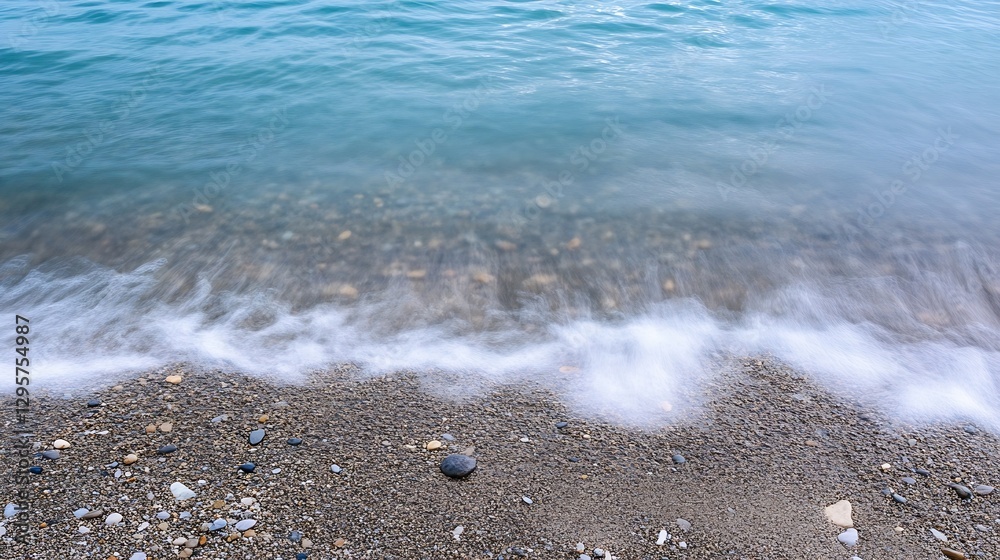 Gentle waves lapping on a sandy beach capturing the tranquil essence of coastal serenity : Generative AI Gentle waves lapping on a sandy beach capturing the tranquil essence of coastal serenity : Generative AI