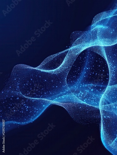 Digital flow wave with particles in motion. Abstract smoke effect background. Smoke motion with particle, wave effect flow energy illustration vector