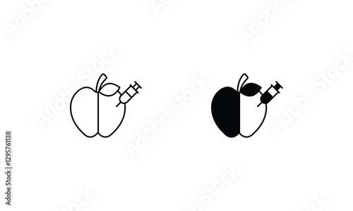 Gmo  icons set line and glyph vector icon