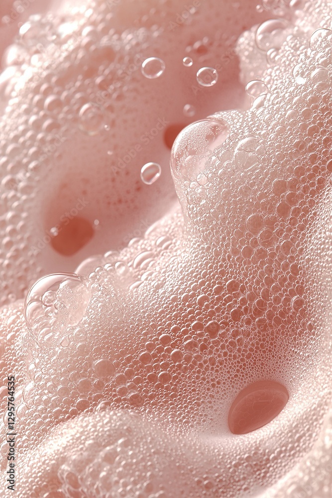 Fototapeta premium A close up of bubbles floating in a pink liquid