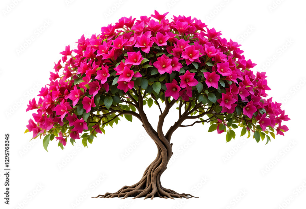 Fototapeta premium Blooming Bougainvillea Tree with Balanced Floral Structure on transparent background
