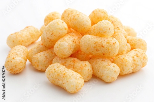 cheese puff snacks isolated on white photo