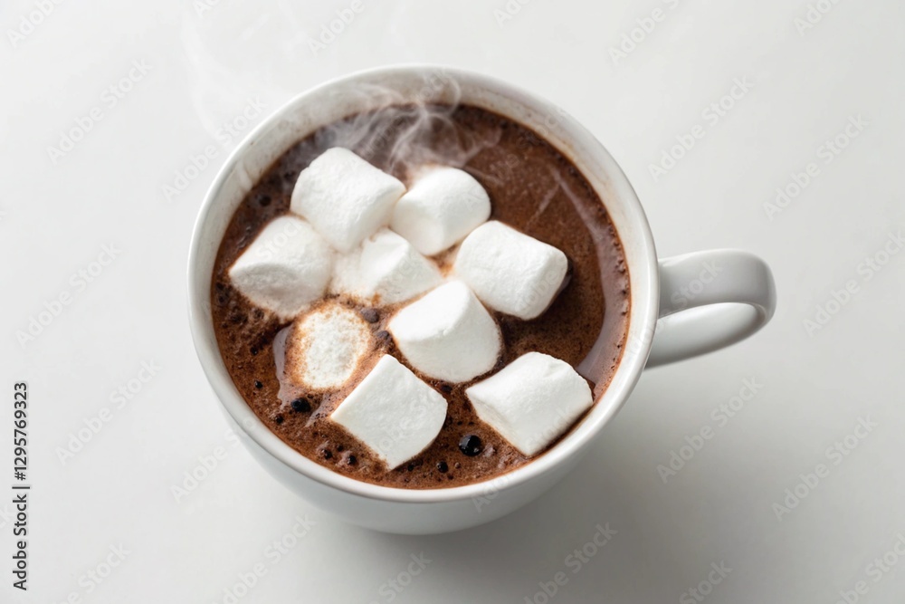 hot chocolate with marshmallows on white hot chocolate with marshmallows on white