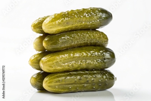 pickles stacked neatly on white photo