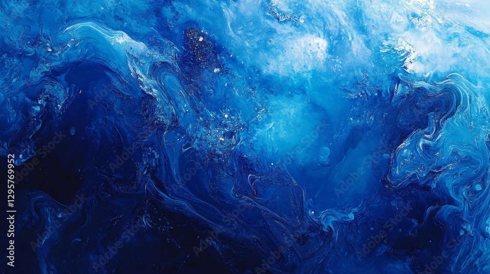 Fototapeta premium Deep Blue Indigo Canvas with Vibrant Shades and Fluid Patterns