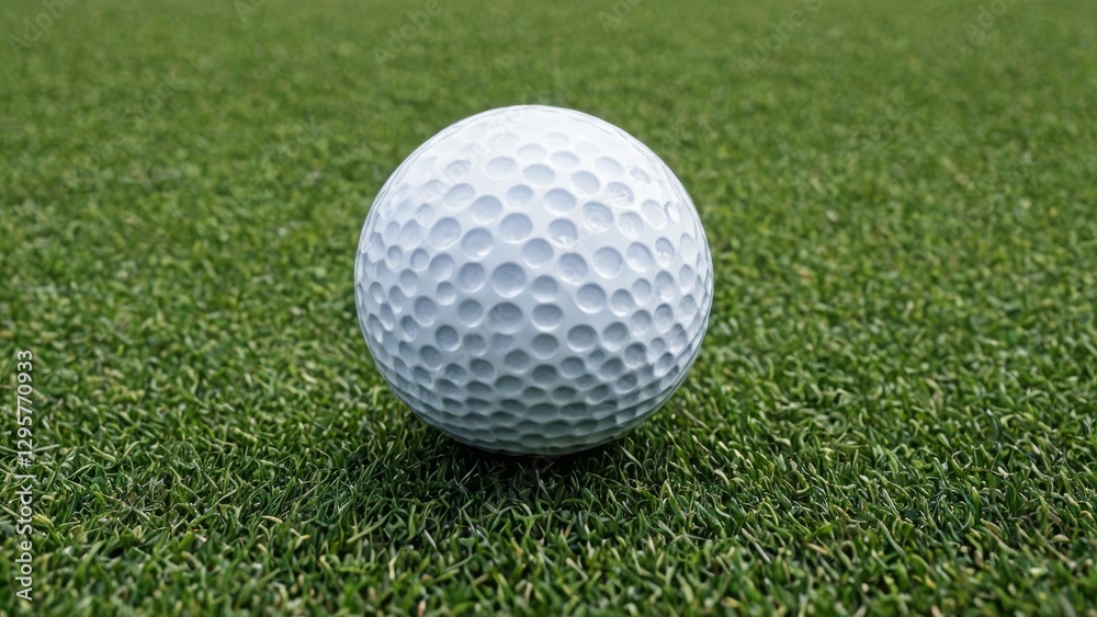 Golf ball on vibrant green grass, perfect for sports and outdoor activities Golf ball on vibrant green grass, perfect for sports and outdoor activities
