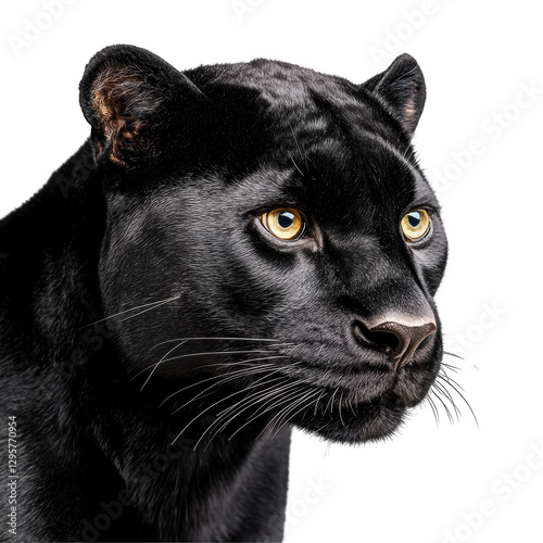 Majestic black panther with intense gaze and sleek fur close up
