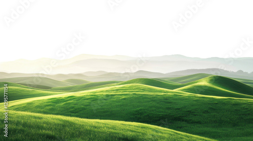 Green hills landscape with transparent background creating a peaceful and serene atmosphere