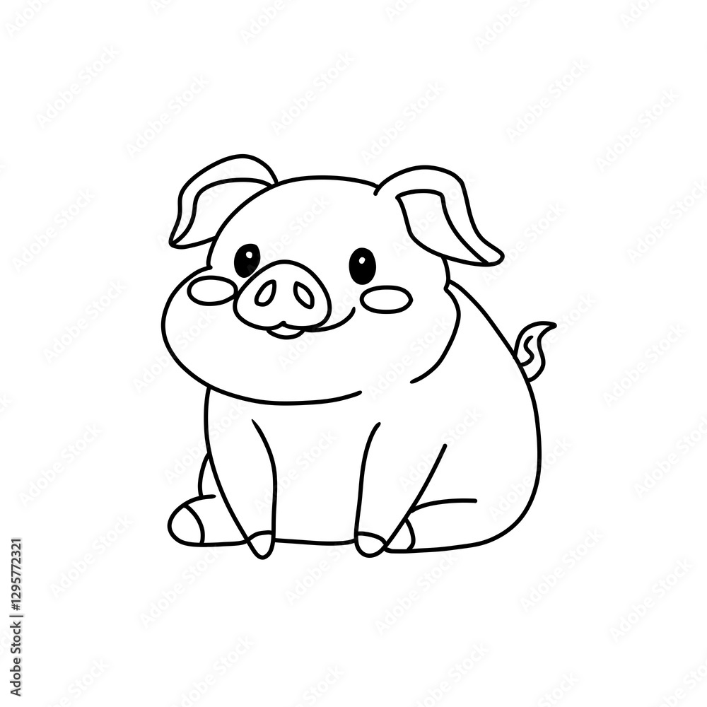 Naklejka premium Cartoon pig vector illustration coloring book for kids