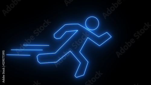 Neon running Icon animation .Running person icon animation with a glowing neon effect.