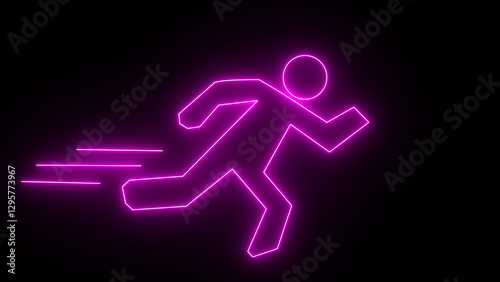 Neon running Icon .Running person icon with a glowing neon effect.