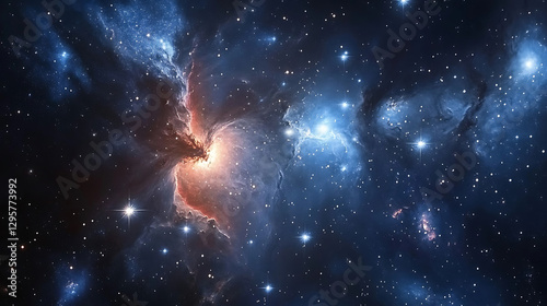 Majestic cosmic nebula with vibrant colors and stars for breathtaking space background