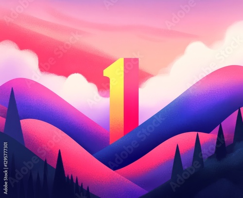 Number one, vibrant landscape, mountains, sunrise photo