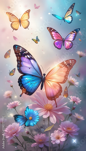 dreamy fantasy butterflies background