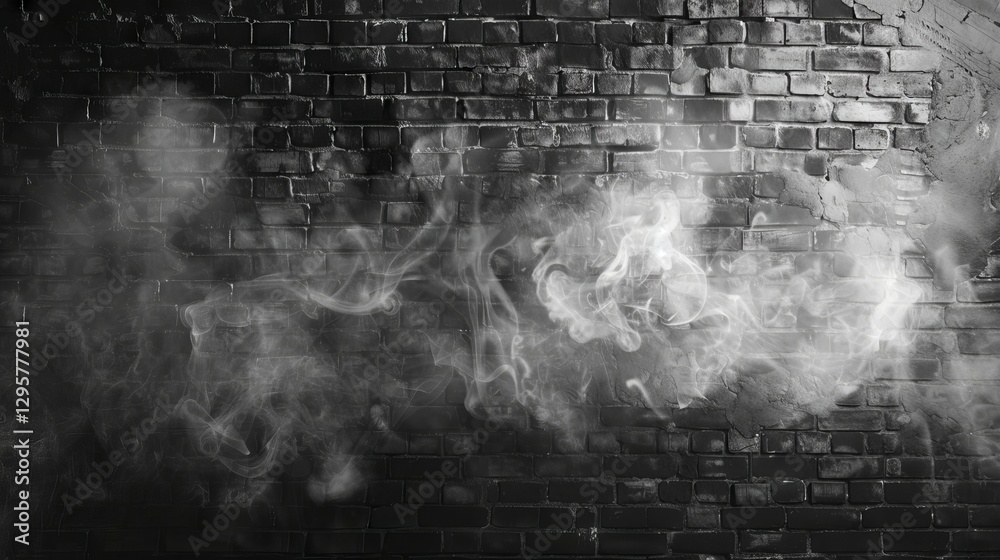 Naklejka premium Ethereal swirling smoke on a dark backdrop with layered fog texture, perfect for modern photos and creative artwork compositions.