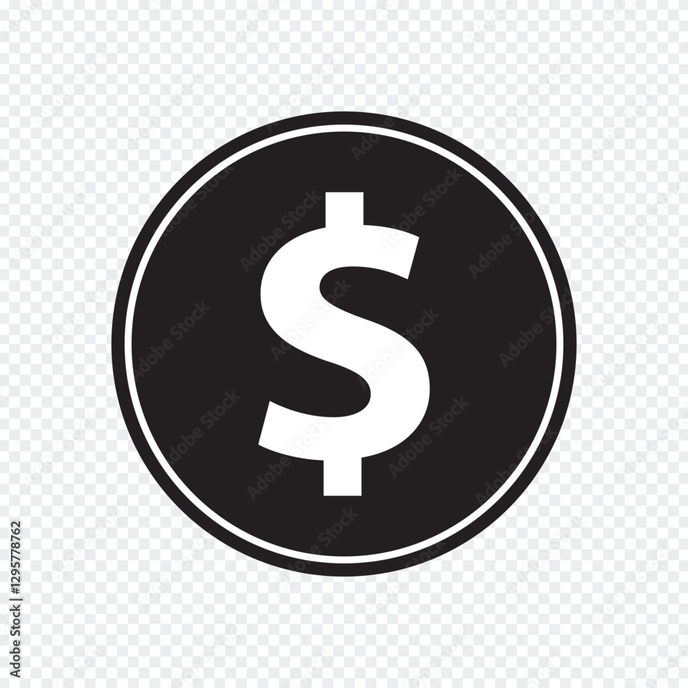 Doller coin icon on white background. cash doller icon vector. Vector icon of doller. Doller coin icon on white background. cash doller icon vector. Vector icon of doller.