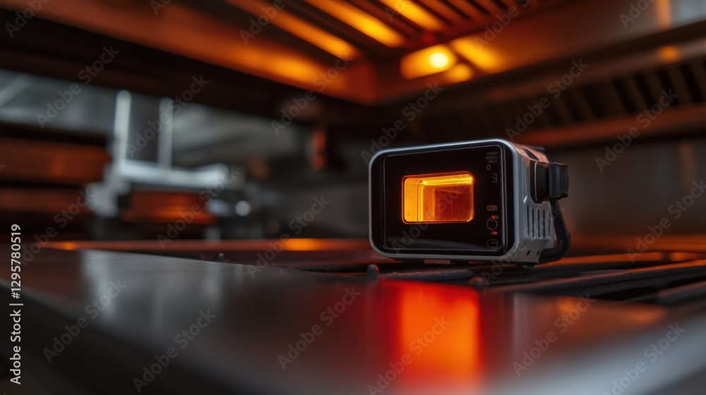 Obraz premium Heat detection in a restaurant kitchen to check oven temperatures. Featuring appliance diagnostics and kitchen safety