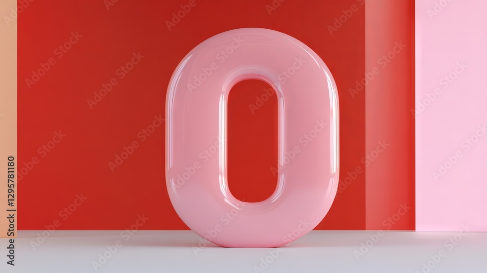 Pink Number Zero on Vibrant Colored Background Pink Number Zero on Vibrant Colored Background