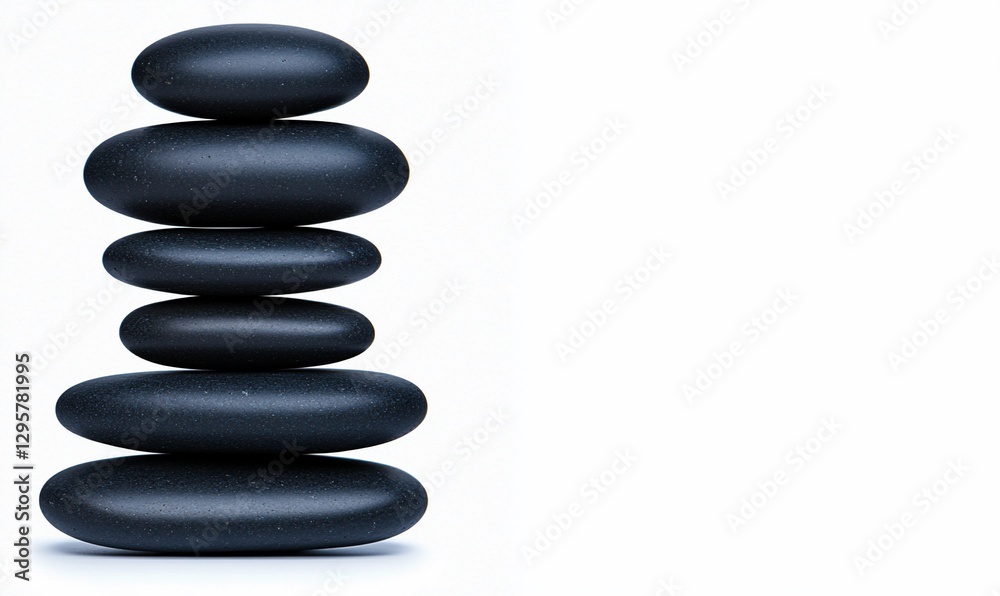 A stack of smooth black stones symbolizing balance and tranquility. A stack of smooth black stones symbolizing balance and tranquility.