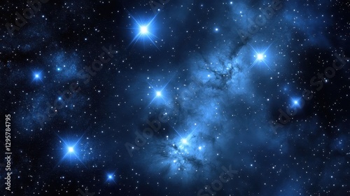 Wallpaper Mural Stunning Deep Space View with Bright Stars and Nebulae in Blue Hues Torontodigital.ca