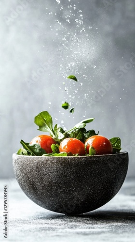 Fresh salad with cherry tomatoes arugula in bowl