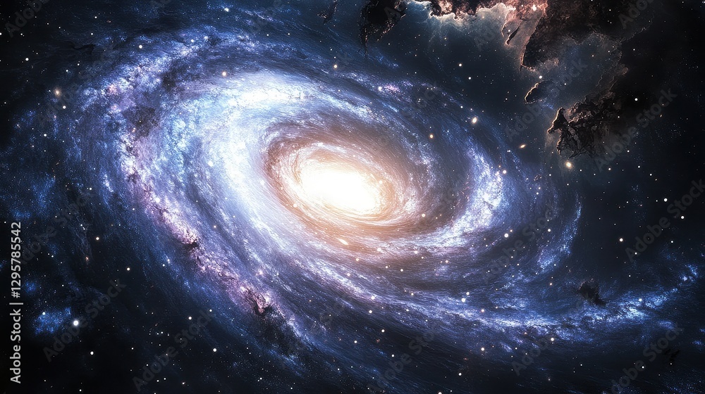 Fototapeta premium Stunning Spiral Galaxy with Bright Core and Starry Surroundings