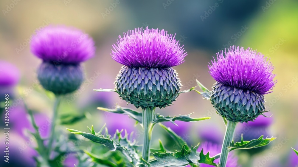 Fototapeta premium Milk Thistle Flower Close-Up for Liver Support Supplement Use