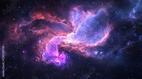 Majestic Colorful Nebula with Stars in Deep Space