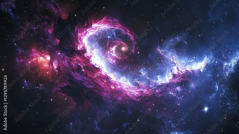 Obraz premium Colorful Cosmic Swirls and Stars in Deep Space with Nebula