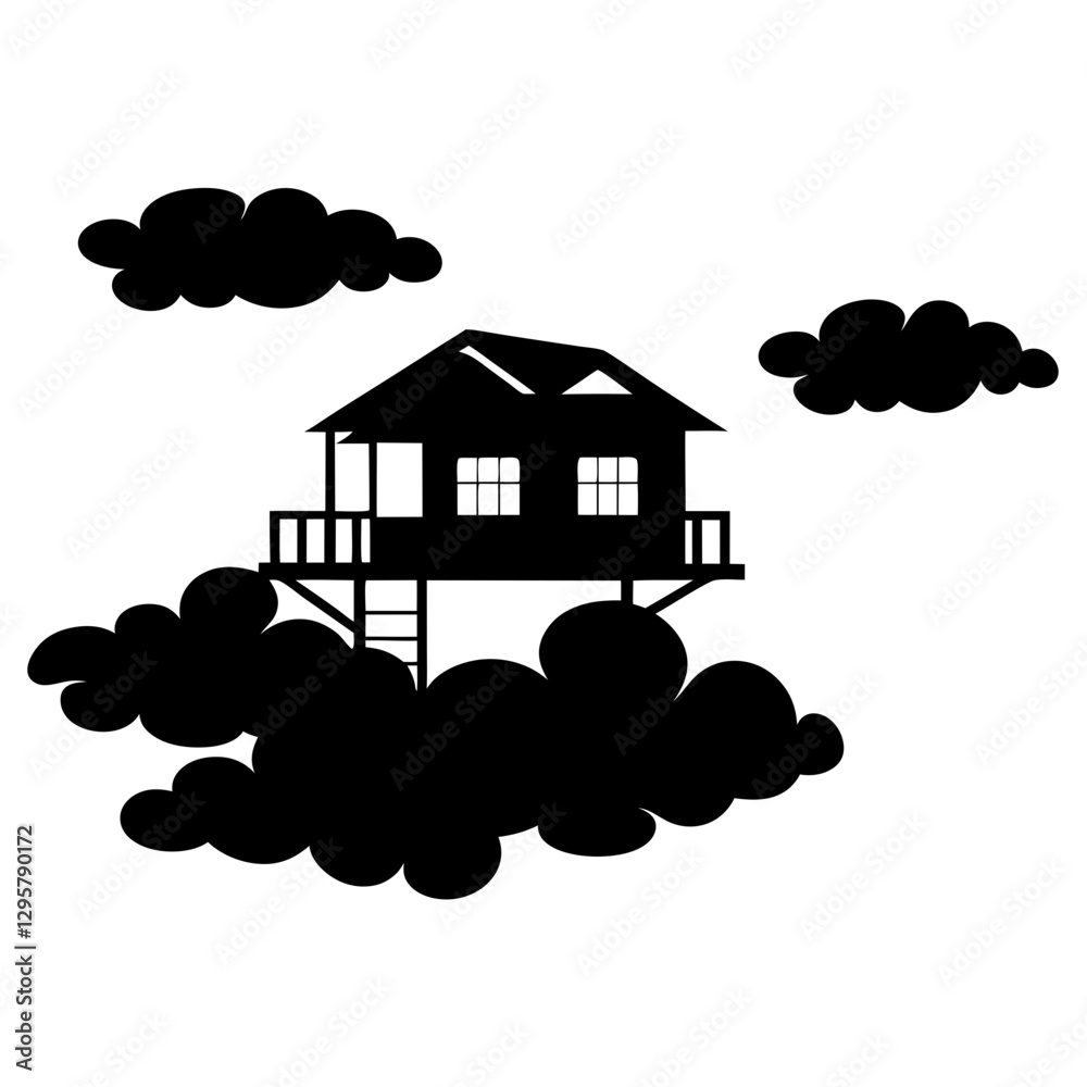 Floating House on Clouds – Dreamy Surreal Fantasy Vector Illustration
Floating House on Clouds – Dreamy Surreal Fantasy Vector Illustration