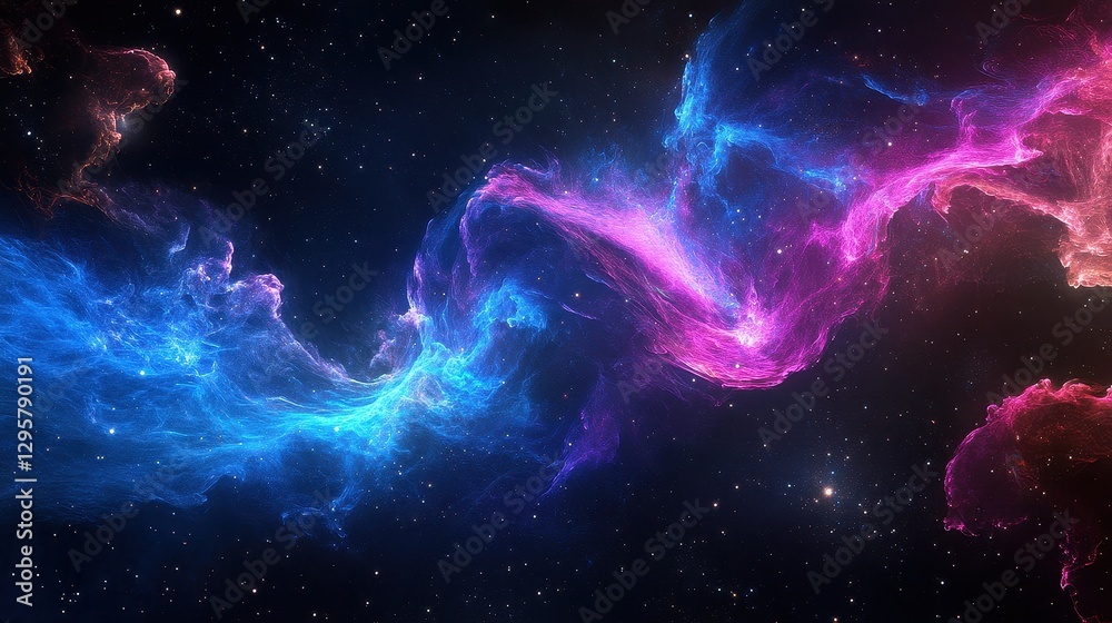 Vibrant Cosmic Nebula in Shades of Blue and Pink Swirling in Space Vibrant Cosmic Nebula in Shades of Blue and Pink Swirling in Space