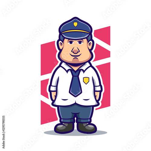 Cute cartoon character mascot profession job policeman vector