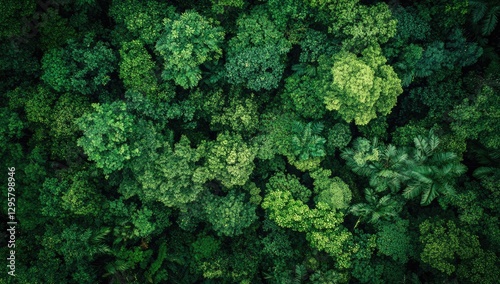 Dense forest canopy aerial view photo