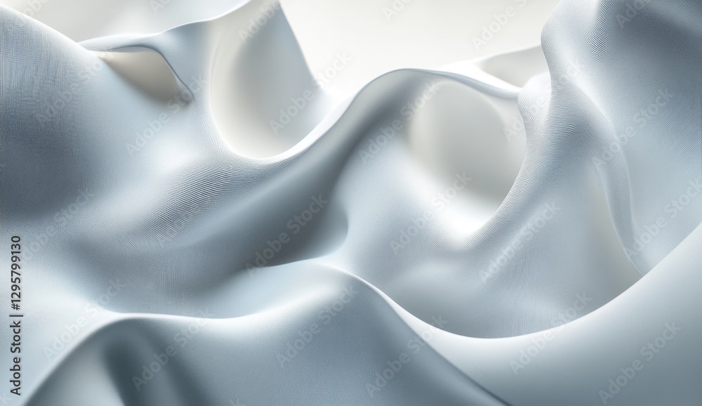 Fototapeta premium Abstract white fabric folds, mountain-like texture, soft light, studio backdrop