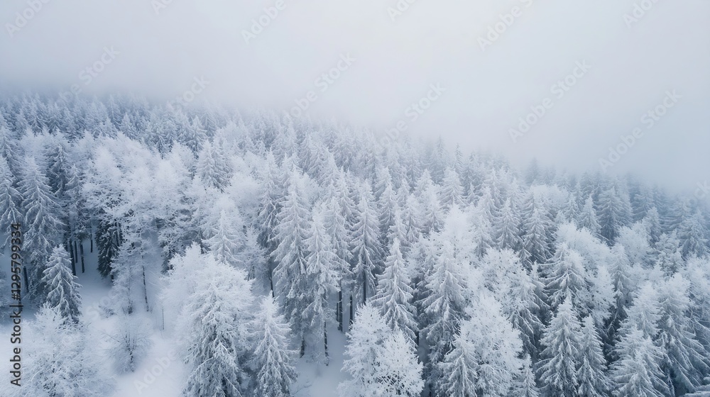Stunning Aerial View of Snow Covered Pine Forest in Winter Wonderland : Generative AI Stunning Aerial View of Snow Covered Pine Forest in Winter Wonderland : Generative AI