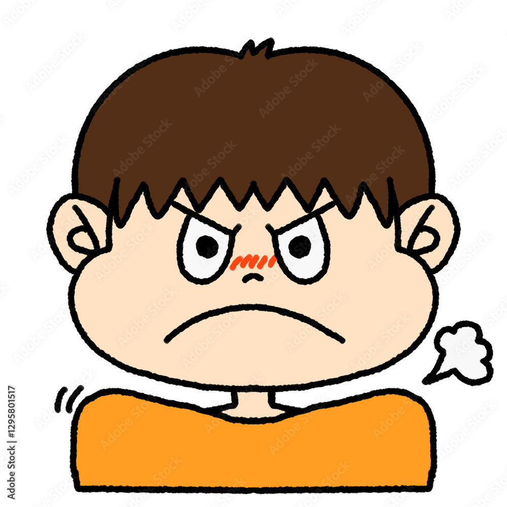 怒っている男の子のイラスト 怒っている男の子のイラスト