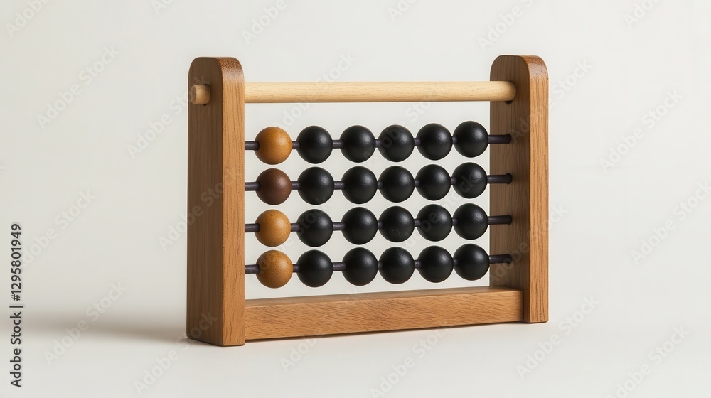 Classic Wooden Abacus with Colorful Beads on a Soft White Background for Educational and Decorative Use Classic Wooden Abacus with Colorful Beads on a Soft White Background for Educational and Decorative Use