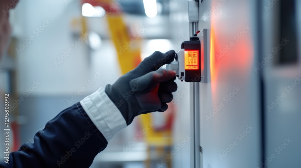Heat detection system used by a technician to assess factory machines. Featuring diagnostics and monitoring Heat detection system used by a technician to assess factory machines. Featuring diagnostics and monitoring