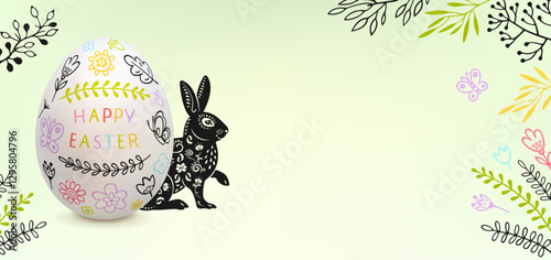 Painted Easter Egg with Easter Bunny