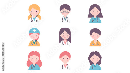 A group of cartoon characters are wearing medical uniforms