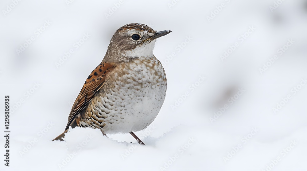 Fototapeta premium Bird on Winter Snow: Wildlife Footprints and Braving the Challenges of the Frosty Hunt Season