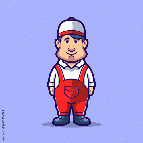 Cute cartoon character mascot profession job mechanic vector