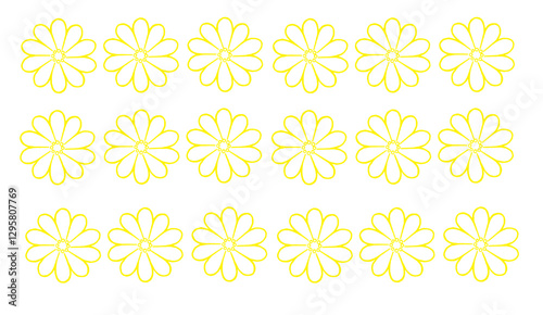 Vibrant daisies pattern radiates springtime joy and a sense of cheerful repetition, adding a whimsical floral touch to any creative project in sunny yellow