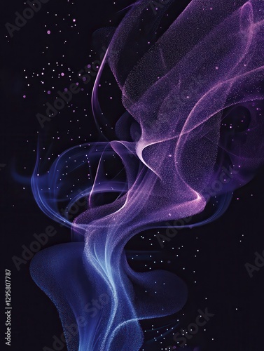 Digital flow wave with particles in motion. Abstract smoke effect background. Smoke motion with particle, wave effect flow energy illustration vector