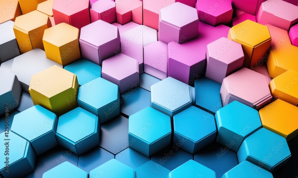 Obraz premium Colorful hexagons background, abstract geometric pattern