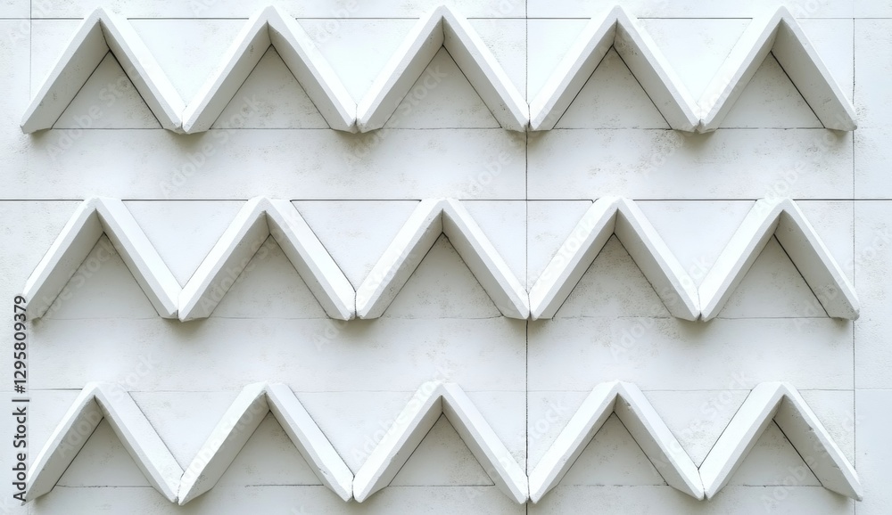 Fototapeta premium Abstract white triangular patterned exterior wall