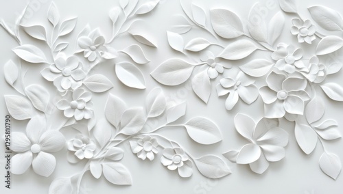 White embossed floral design on a wall